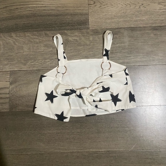 Star Print Linen Top - Picture 2 of 4